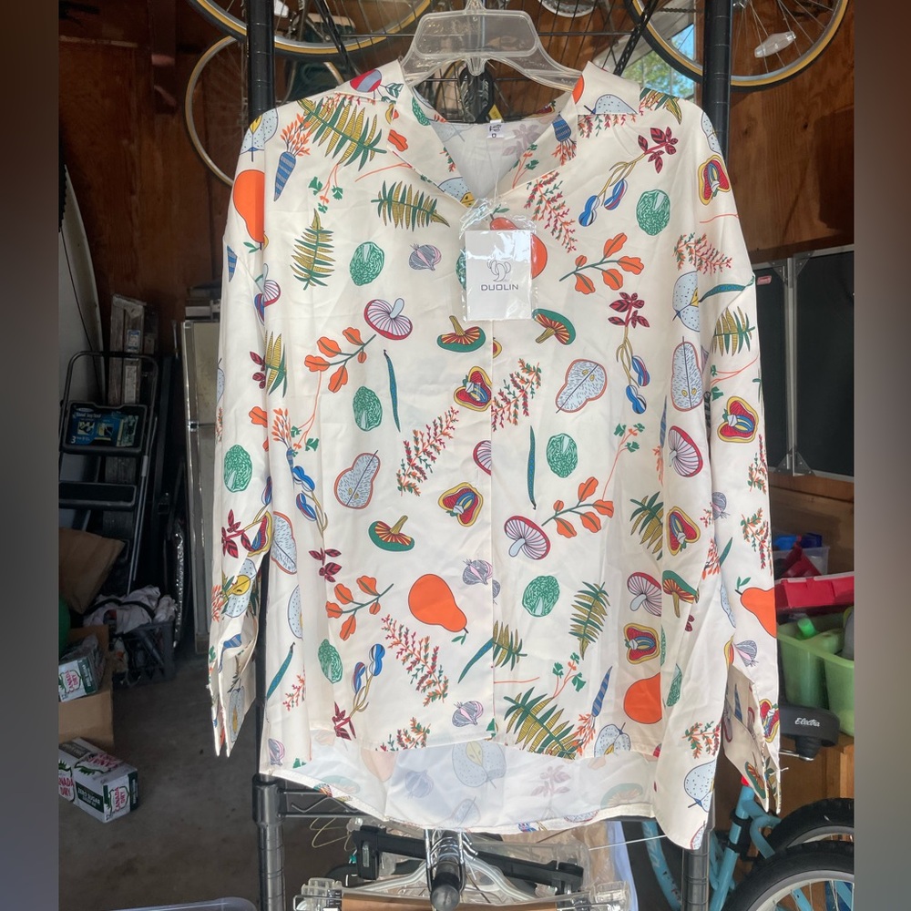 Colorful Botanical Print Shirt